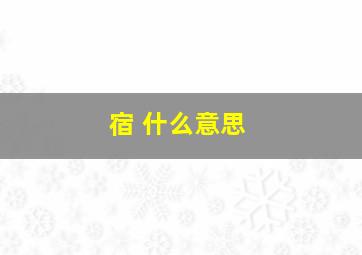 宿 什么意思